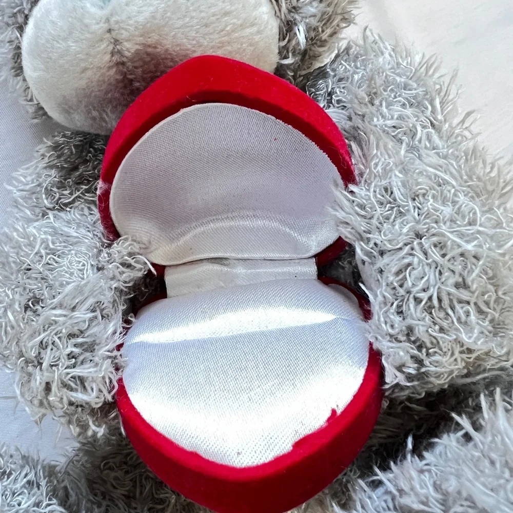 Tatty Teddy Plush Me to You Grey Love Bear holding Red Heart Ring box with tag